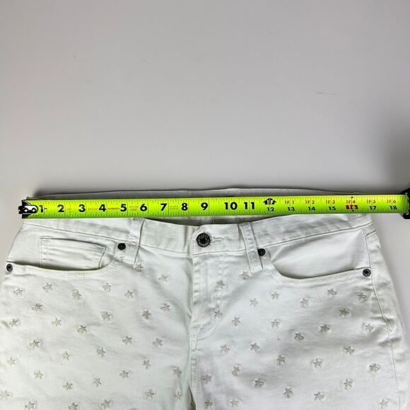 Lucky Brand White Embroidered Star Denim Laguna Shorts Women's 8 / 29 Zip Fly - Picture 9 of 12